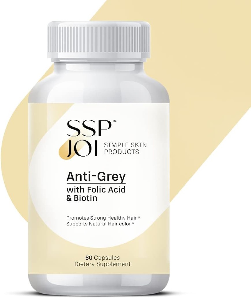 Hair Growth Supplement 250 mg - Anti-Grey Supplement for Men and Women with Folic Acid, B-Vitamins & Biotin - Supports Grey Hair Change and Promotes Strong Healthy Hair