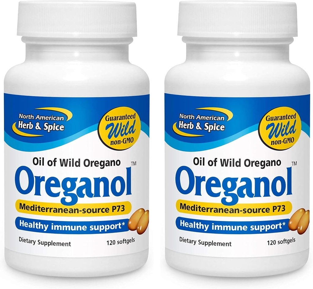 NORTH AMERICAN HERB & SPICE Oreganol P73 - 2, 120 Softgels - Un processinged, Vegan-Friendly Wild Oregano - Akdeniz Kaynağı - Non-GMO - 240 Toplam Hizmetler