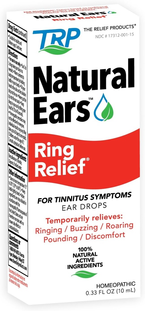 Relief Products Ring Relief Ear Drops Formula - Ringing Ears için %100 Doğal Active Malzemeler Tinnitus Relief - 0.33 Fl. Oz.