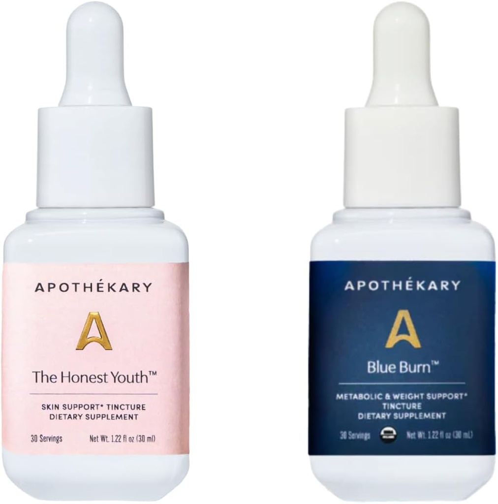 Apothékary Metabolic Glow, βοτανικό συμπλήρωμα Bundle περιλαμβάνει την έντιμη νεολαία & μπλε έγκαυμα