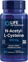 Life Extension L-Theanine Calming Amino Acid 60 Capsules & N-Acetyl-L-Cysteine Immune & Liver Health Antioxidant 600mg 60 Capsules