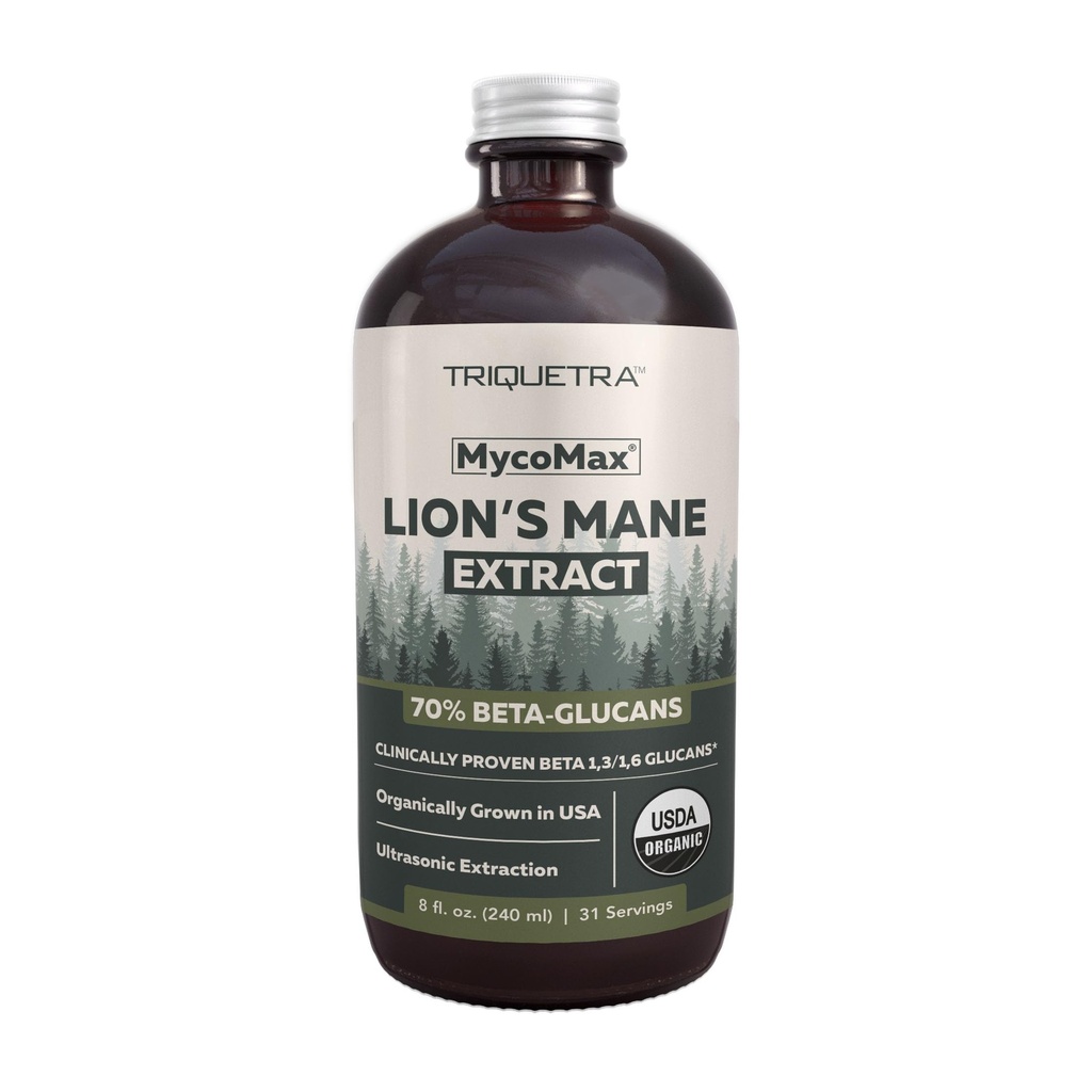 MycoMax Lions Mane Extract - 70% Beta Glucans, Max Potency Organic Lions Mane Supplement, US Grown + Ultrasonic Extraction - 500 mg ανά μερίδα - Mental Clarity, Focus and Memory - 8 oz.