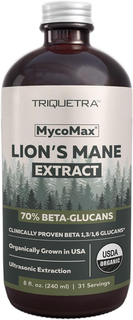 MycoMax Lions Mane Extract -% 70 Beta Glucans, Max Potency Organic Lions Mane Supplement, US Grown + Ultrasonik Ekstraksiyon - hizmet başına 500 mg - mental Clarity, Focus ve Memory - 8 oz.