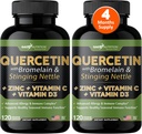 Gade Beslenme Quercetin C ve çinko ile - Nettle Quercetin - Quercetin 500 mg - Bromelain - çinko Quercetin + D3-240 Veggie Caps - Non-GMO - 4 Ay Supply