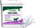 Vet's Best Ear Relief Finger Wipes, Ear Cleansing Finger Wipes for Dogs, Sooths & Deodorizes, 50 Full Dog Wipes