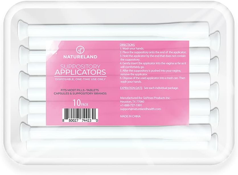 Natureland [10 Pack] Κολπικές συσκευές για γυναίκες, Βοηθητικό εργαλείο για χάπια μαλακής συμβουλής και υπόθετα δισκίων ισορροπίας pH, μεμονωμένα τυλιγμένα (μεγάλες συσκευές εφαρμογής άκρου)