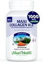 Maxi Health Marine Collagen Pills – 1000 mg τύπου 1 Collagen για γυναίκες & άνδρες με Hyaluronic Acid Supplement για κοινή & δερματική υποστήριξη – Άγευστες, καθαρές κάψουλες Kosher (180 Maxicaps)