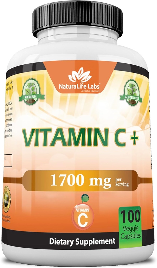 NaturaLife Labs D3, çinko, Elderberry & Ginger Root ile C Vitamin C Vitamini - 100 Capsules, Vegan, Non-GMO, Gluten Free