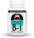 Πηγή Φυσικά Βιταμίνη B-1 Thiamin 500mg - Υψηλή ισχύς, 500mg - 50 δισκία