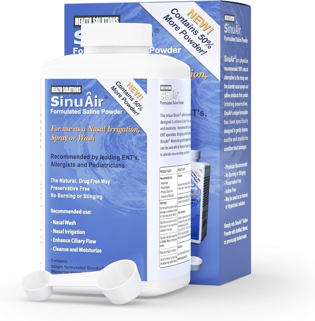 SinuPulse Elite SinuAir Sinus Rinse Salt Çözüm - SinuPulse Sistemi için Toz, Neti Pot Flush, Nasal Wash Squeeze Şişe, Ve Sinuses için Irrigation, 300g
