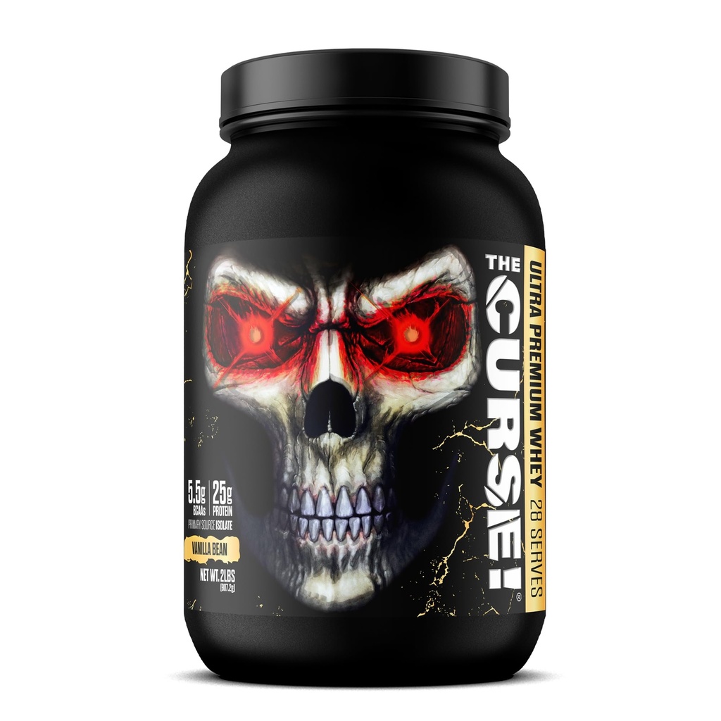 JNX SPORTS The Curse! Ultra Premium Whey Protein Powder Vanilla Bean 2lb | 25g Protein Per Serve, Primary Source Whey Isolate