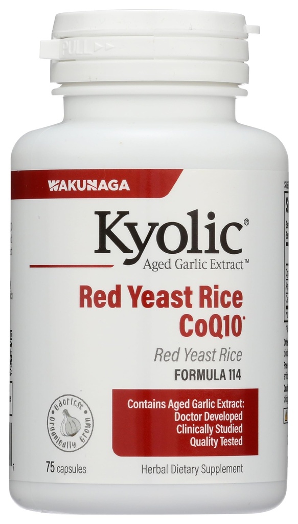 Kyolic Aged Extract Extract Formula 114, Red Yeast Rice CoQ10, 75 Capsules