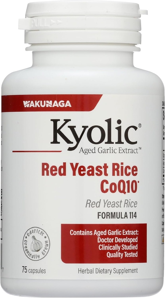Kyolic Aged Garlic Extract Formula 114, Red Yeast Rice CoQ10, 75 Capsules