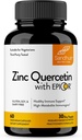 Sandhu'nun Çinko Quercetin with EpiCor 60 Vegetarian Capsules - Gluten-Free Çinko Supplement - Yüksek Potency Immune Support