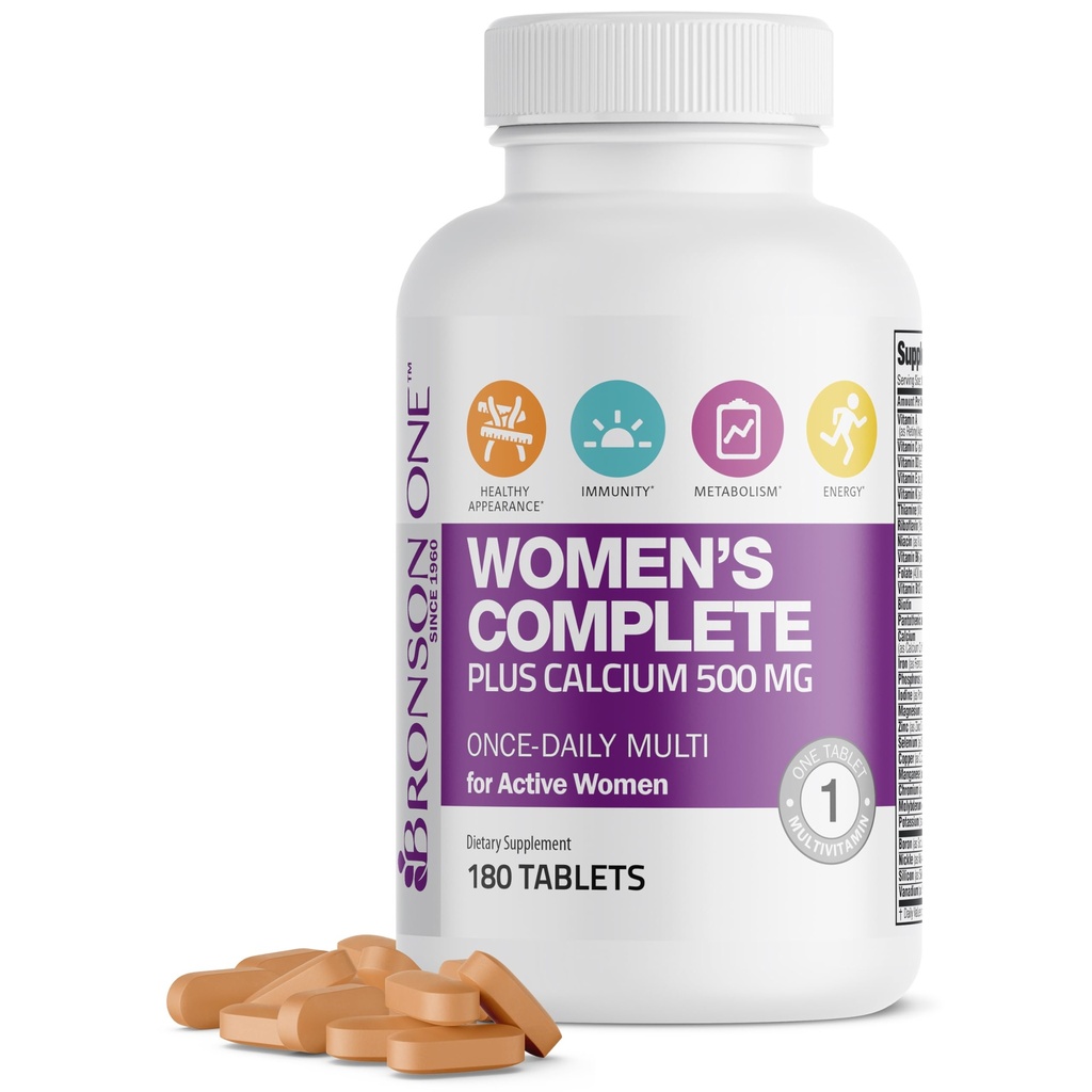 Bronson ONE Daily Women’s Complete Multivitamineral Multi-Daily Multi for Active Women, 180 Tablets