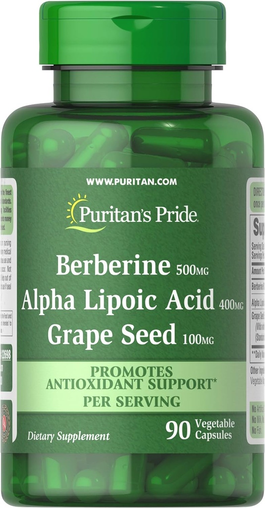 Puritan'ın Gurur Berberine, Alfa Lipoic Acid & Grape Tohumu, Antioksit Desteği teşvik eder, 90 Sebze Capsules