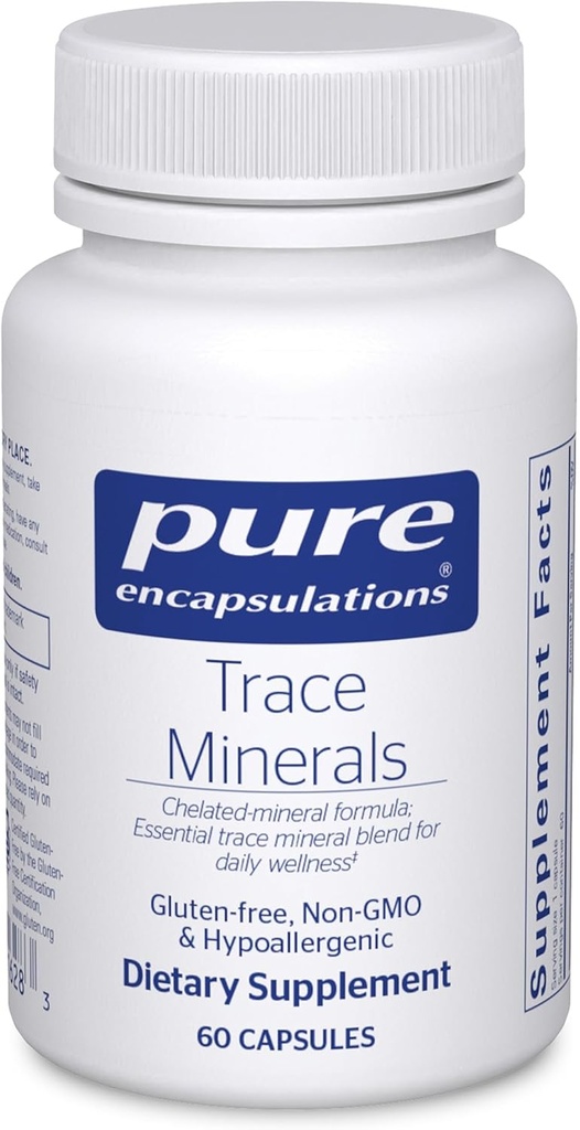Pure Encapsulations Trace Minerals - Multimineral Supplement - Mineral Supplement - Metabolism & Hücresel Fonksiyonl* - Gluten Free & Vegan - 60 Capsules