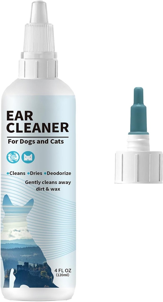 Dog & Cat Ear temizleyici - Köpekler ve Kediler için Nazisel Çözüm - Pet Ear Wash for Wax, Debris & Odor - Itch Relief, Non-Irritating Formula - 4 ozzritating Formula - 4 ozzrit
