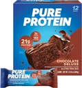 Pure protein Bars, Yüksek Protein, Nutritious Snacks to Support Energy, Low Sugar, Gluten Free, Chocolate Deluxe, 1.76 oz., 12 Count(Pack of 1) (Pazarlama değişebilir)