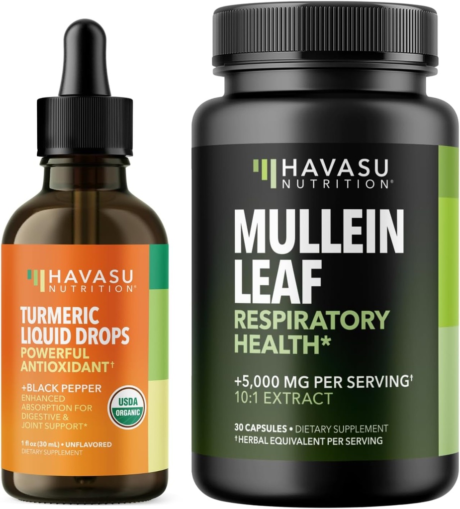 Βιολογικό υγρό κουρκουμά + κάψουλες φύλλων Mullein