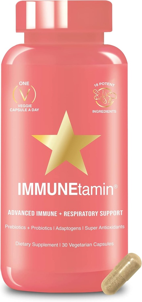 HAIRtamin IMMUNEtamin Immunity Booster Capsules with Respiratory Support | Natural Immune Support Supplement & Antioxidant | Daily Multivitamin w/Elderberry, Vitamin C, Zinc, Vitamin D3