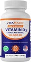 Vitamatic Vitamin D3 50,000 İ ( Cholecalciferol) Haftalık Bir Kez Dose, 1250 mcg, 60 Veggie Capsules 1 Yıl Supply, Progresif Formula Vitamin D Eksikliği Yardım (60 Kont)