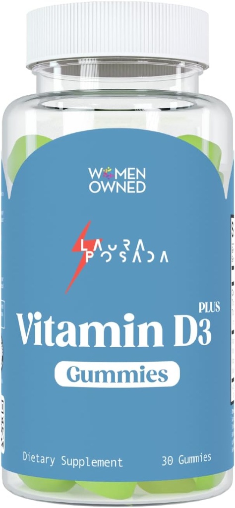 Laura Posada Vitamin D3 Plus Gummies 30 Count D3, A, K foruba Aborpsiyon, Menopause Immune Support, Bone & Heart Health, Hormon - ABD'de yapılan% 100 Doğal Made