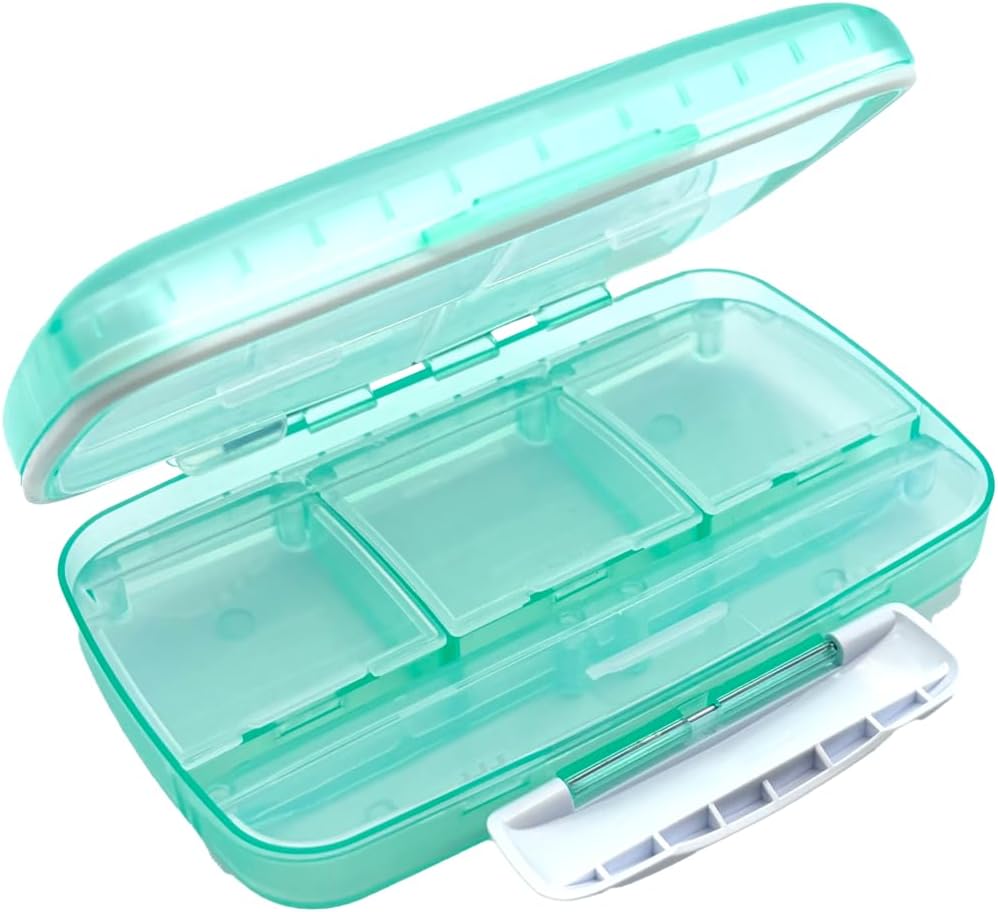 EZY DOSE Moisture-Proof Pill Case, Medicine Planner, Vitamin Organizer Box, Travel-Friendly, Latch-Closure to Secure Contents, 8 Ατομικά διαμερίσματα πολλαπλών μεγεθών με Σφιχτή Σφραγίδα, Μεγάλο, Πράσινο