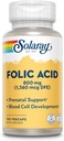 SOLARAY Folic Acid Capsules, 136006 | 100 Kont | 2 Paket