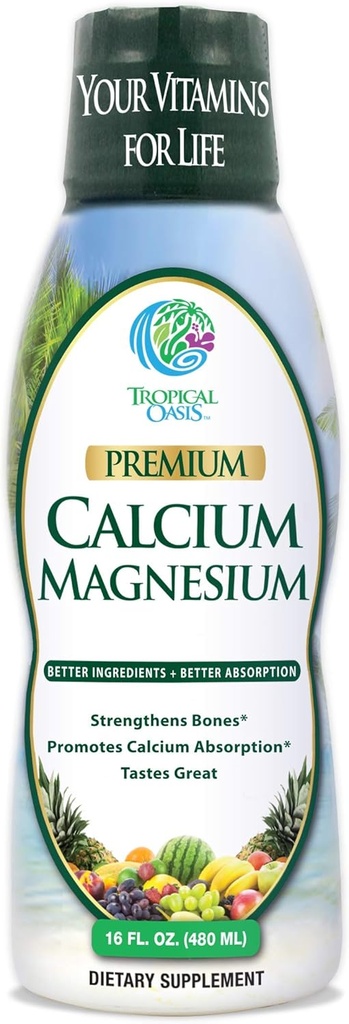 Tropikal Oasis Sıvı ve Magnezyum - Güçlü kemikler için doğal formül w / destek - Sıvı vitaminler w / kalsiyum, - 16oz, 32 Serv.