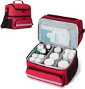 CURM Çift Katmanlar Tıp Deposu Bag, Pill Şişe Organizeci Bag ile İç Bölücüler, İlaç Seyahat Bagları, Supplements, Prescription Şişes, Medical Materials, Red (Patent Design)