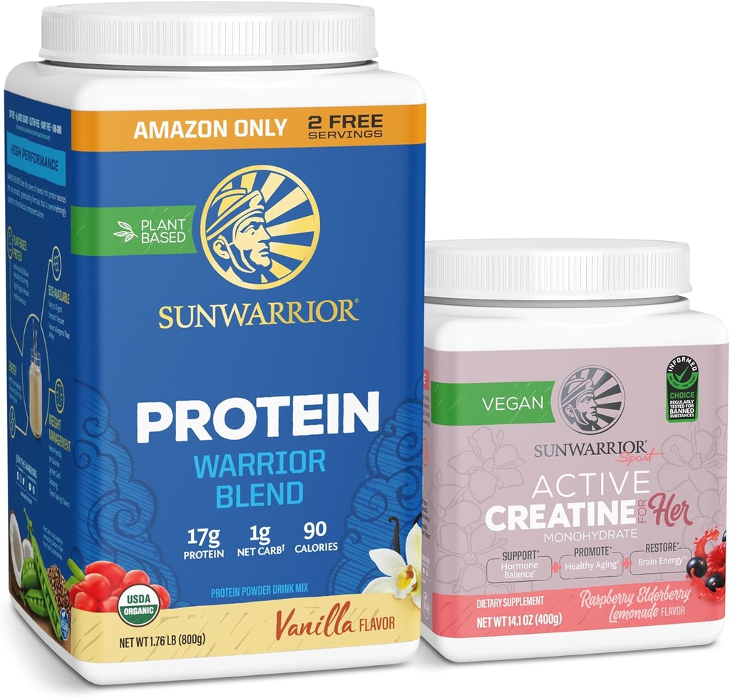 Sunwarrior WarriorBlend Vanilla protein Toz 32 Kadınlar için Kreade 50 Hizmet ve Kreta