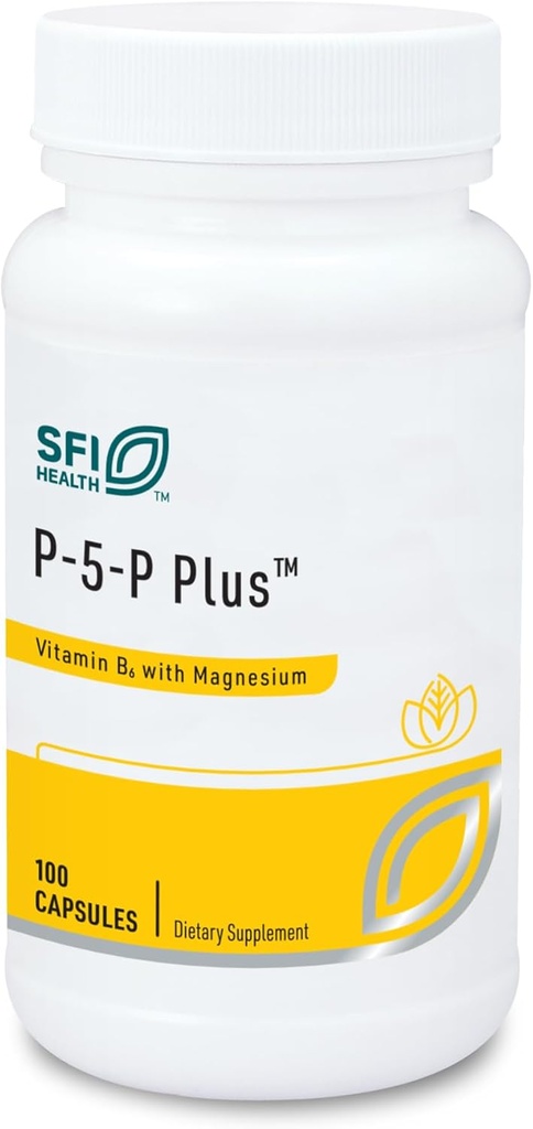 Klaire Labs SFI Health P-5-P Plus Magnesium - 30 Milligrams of Bioactive Vitamin B6 Pyridoxal-5-Phosphate with TRAACS Magnesium, Hypoallergenic (100 Capsules)