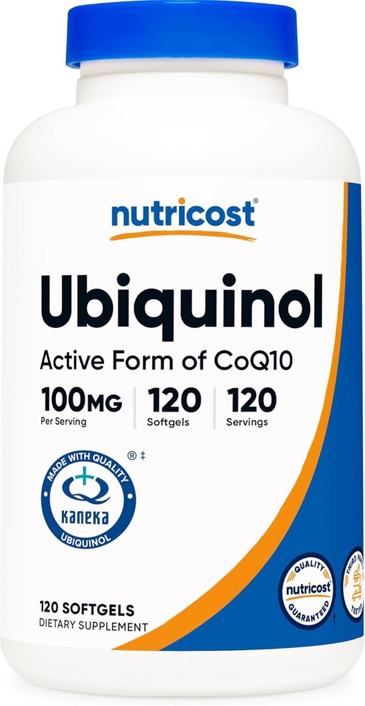 Nutricost Ubiquinol Softgels (120 Softgels | 100 mg Per Servis) - Üstün Aborpsiyon Antioksi | Active Form of CoQ10 - Gluten Free, Non-GMOMO