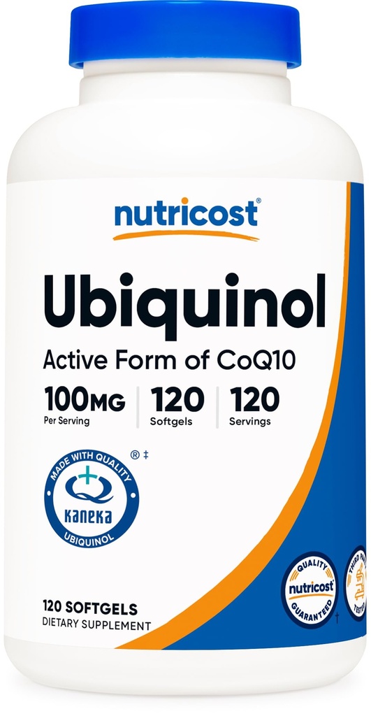 Nutricost Ubiquinol Softgels (120 Softgels | 100 mg Per Servis) - Üstün Aborpsiyon Antioksi | Active Form of CoQ10 - Gluten Free, Non-GMOMO