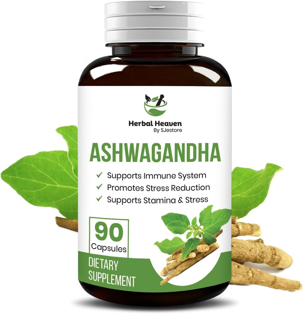 Herbal Heaven Ashwagandha Capsules 90 Count | Ashwagandha Powder Capsules for Ultimate Overall Wellbeing