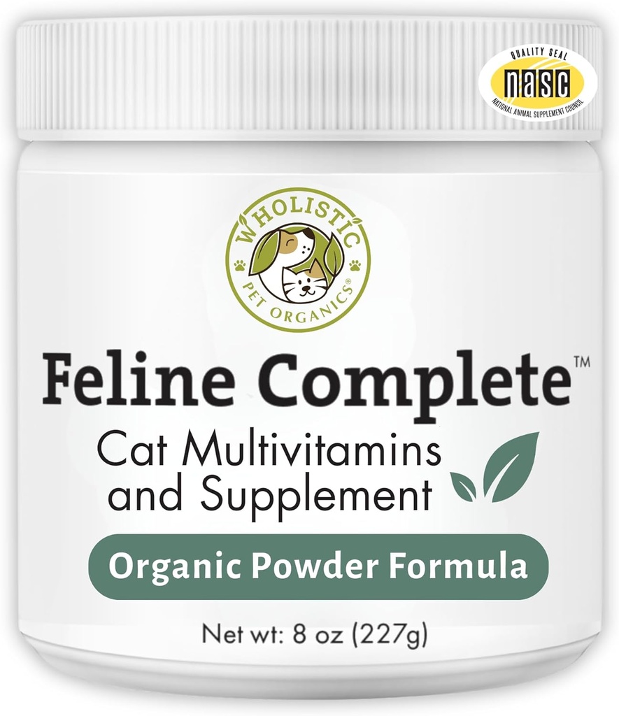 Wholistic Pet Organics Feline Tamam - 8 Oz - Cats için Multivitamin & Probiyotik Toz - Doğal Kedi Yiyecek & Digestive Support
