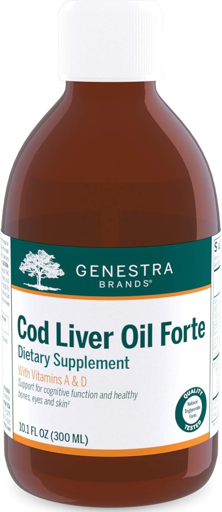 Genstra Brands Cod Liver Oil Forte | Vitamin + Essential Fatty Acid Supplement | 10.1 fl. oz.