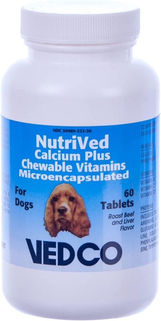NutriVed Calcium Plus Μασώμενα δισκία για σκύλους (60 Count)
