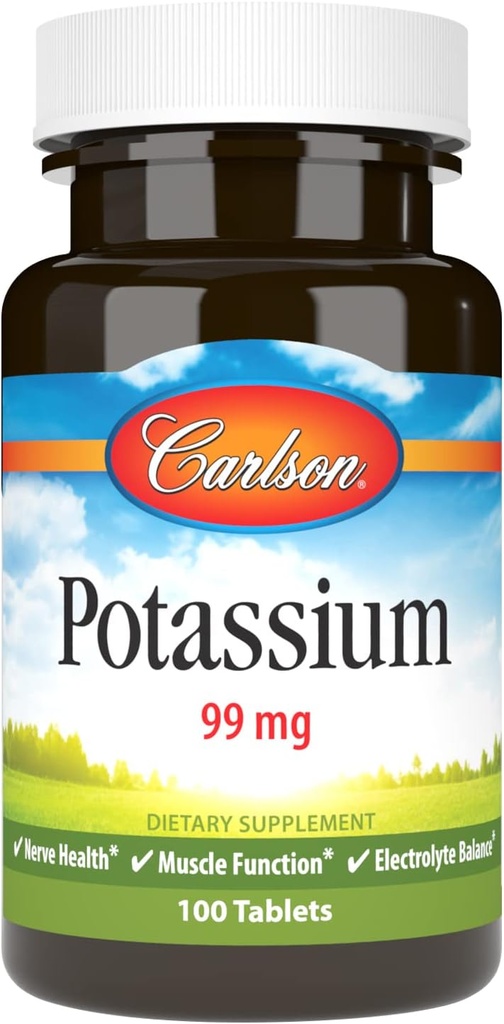 Carlson - Potasyum, 99 mg, Nerve Health & Muscle Function, 100 Tablet