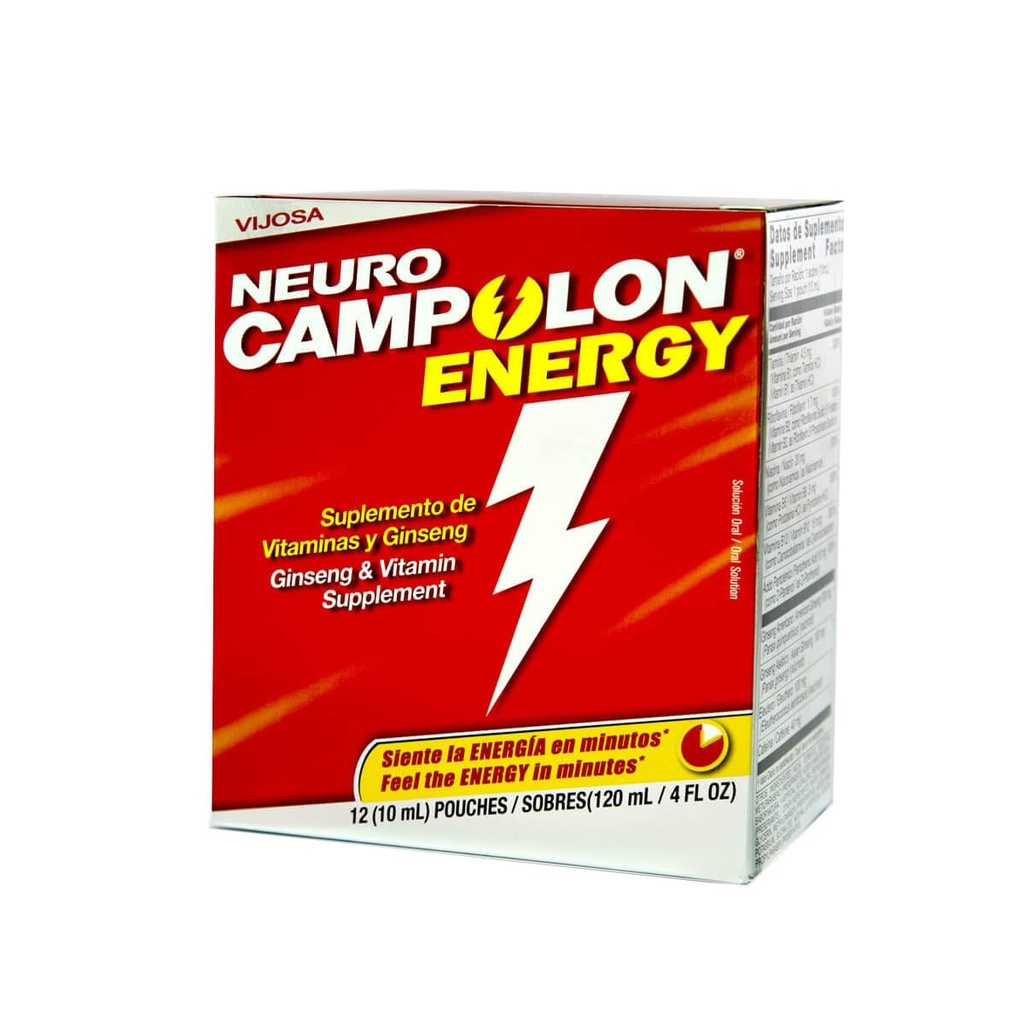 Laboratorios Campolon Energy B Vitamin Pouches - Promotes Healthier Physical Energy and Mental Energy - 12 Pouches