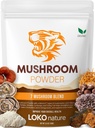 Tiger 7 Mushroom Toz Ekstraksiyon - 3.5oz (100g) Mix | Doğal Malzemeler - Lions Mane, Türkiye Tail, Maitake, Shiitake, Reishi, Chaga & Cordyceps | Gluten-Free, Vegan, Dairy-Free