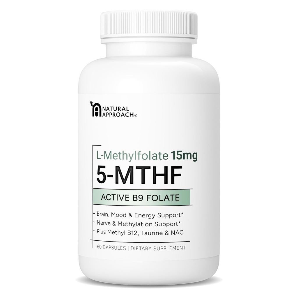 L-Methylfolate 15 mg artı Torch B12, D3, Taurine & NAC | MTHFR-Friendly Folate (High Potency) | Bioaktif Vitamin B9 & B12 | Tamamlama, Medeniyet, & Cognition | 60
