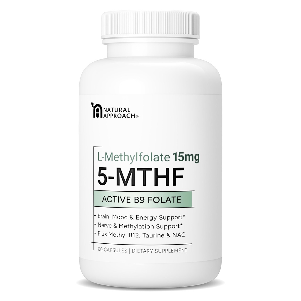 L-Methylfolate 15 mg artı Torch B12, D3, Taurine & NAC | MTHFR-Friendly Folate (High Potency) | Bioaktif Vitamin B9 & B12 | Tamamlama, Medeniyet, & Cognition | 60