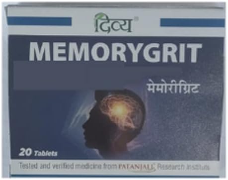 Patanjali Divya Memorygrit 20 Tablet Ayurvedic Supplement for Memory Focus and Brain Health Support (Pack of 1)