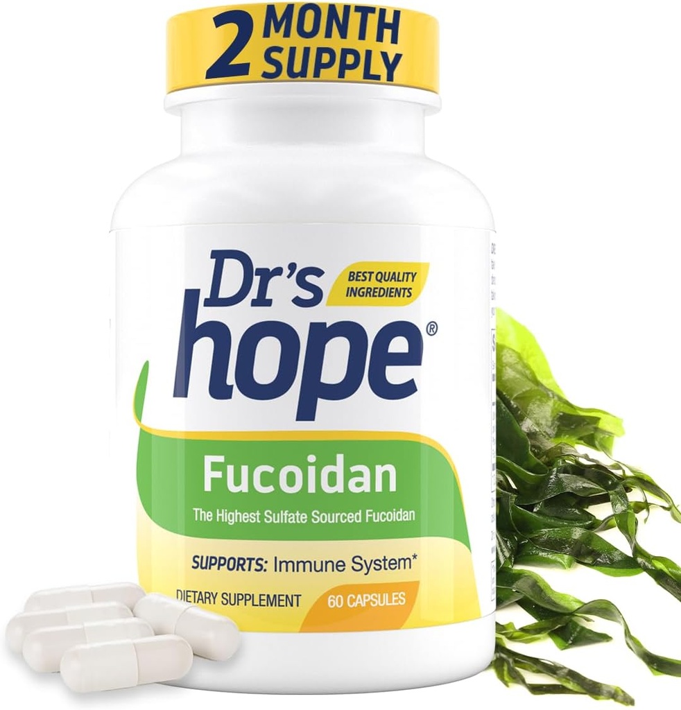 Fucoidan 65 mg Brown Seaweed Ekstraksiyon ve Antioksit Özellikleri Gut, Immune ve Heart Wellness - 60 Capsules, 1 Capsule a Day, 2 Ay Supply Supply