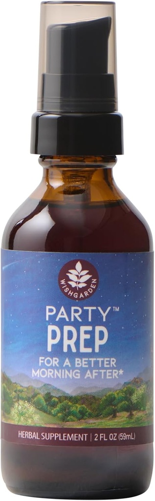 WishGarden Herbs Party Prep Better Morning After - Plant-Based Herbal Supplement w/Prickly Pear, Japon Raisin & Burdock Desteği Etkili Alkol Metabolism, Detoxification & Liver Function, 2oz