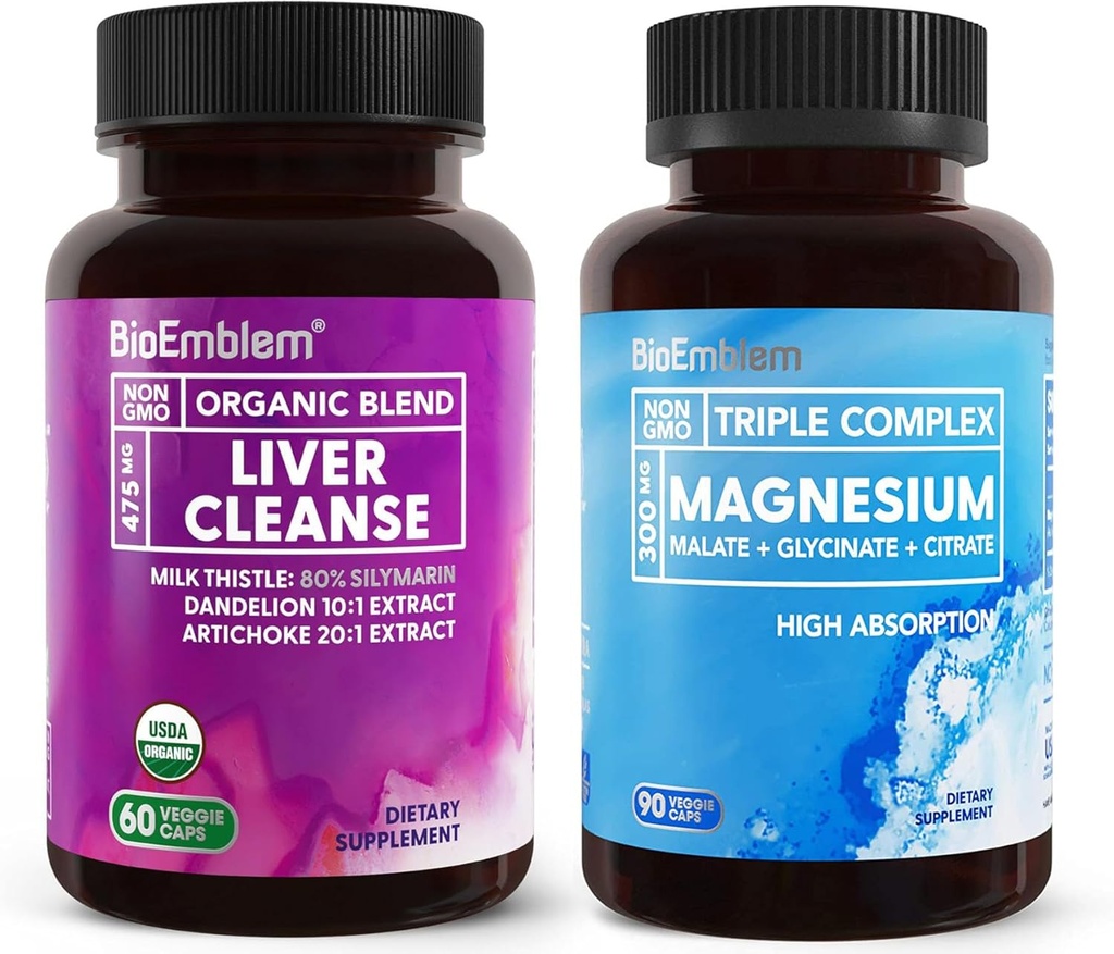 BioEmblem Triple Magnesium Complex 90ct + Καθαρισμός οργανικού ήπατος USDA