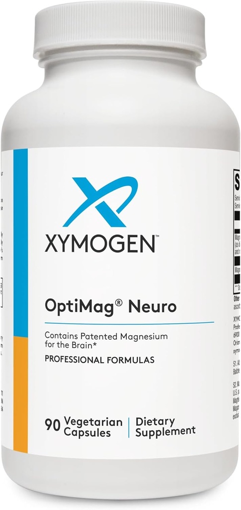 XYMOGEN OptiMag Nöro - Chelated Magnezyum Lysinate Glycinate ile L Threonate Supplement - Support Brain Health & Relaxation (90 Capsules)