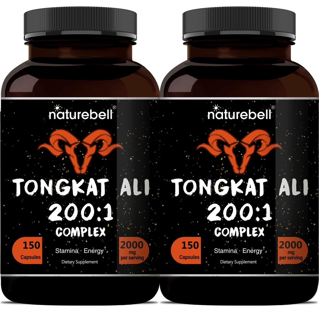 Tongkat Ali 200:1 (Uzunjack) Erkekler için ekstraksiyon, 2000 mg Oda başına 2000 mg, Endonezya Origin, Eurycoma Longifolia | Panax Falun for Energy, Stamina, & Male Health Support (150 Kont)